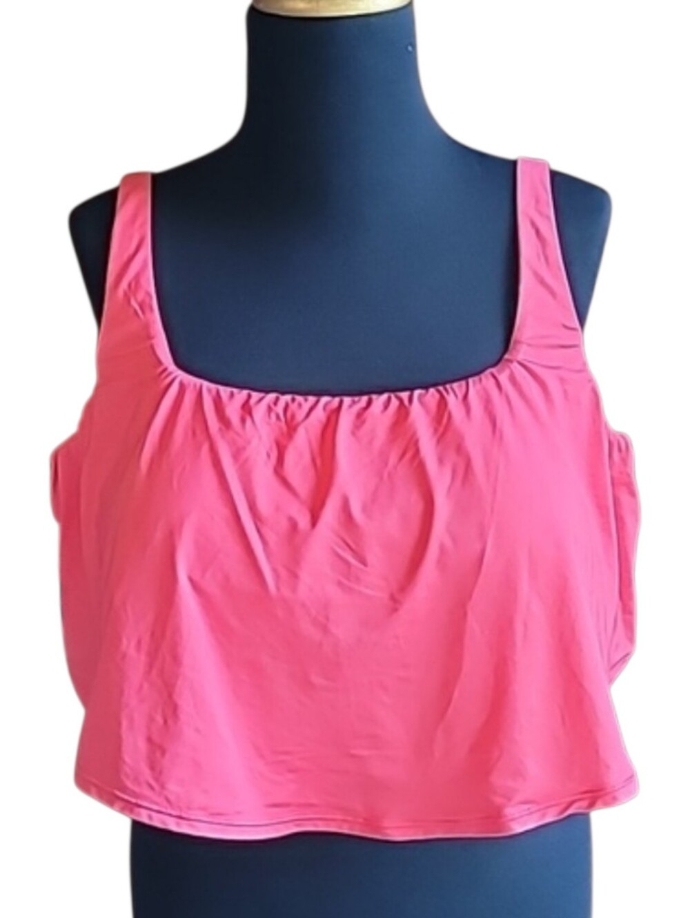 Time & Tru 2X swim top w lightly padded built-in bra dark salmon color summer